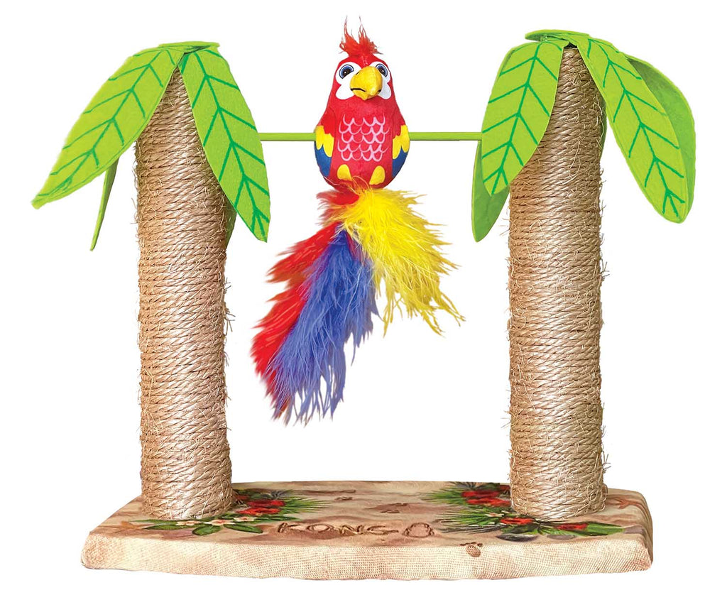 KONG Play Spaces Cat Tiki Twirl – Spinning Parrot, Catnip & Scratch Posts