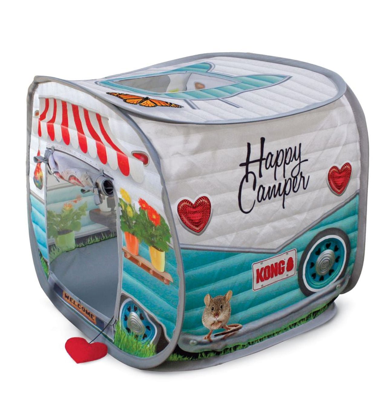 KONG PlaySpaces Pop-Up Camper Cat Toy – Sunroof, Catnip Crinkle Toy