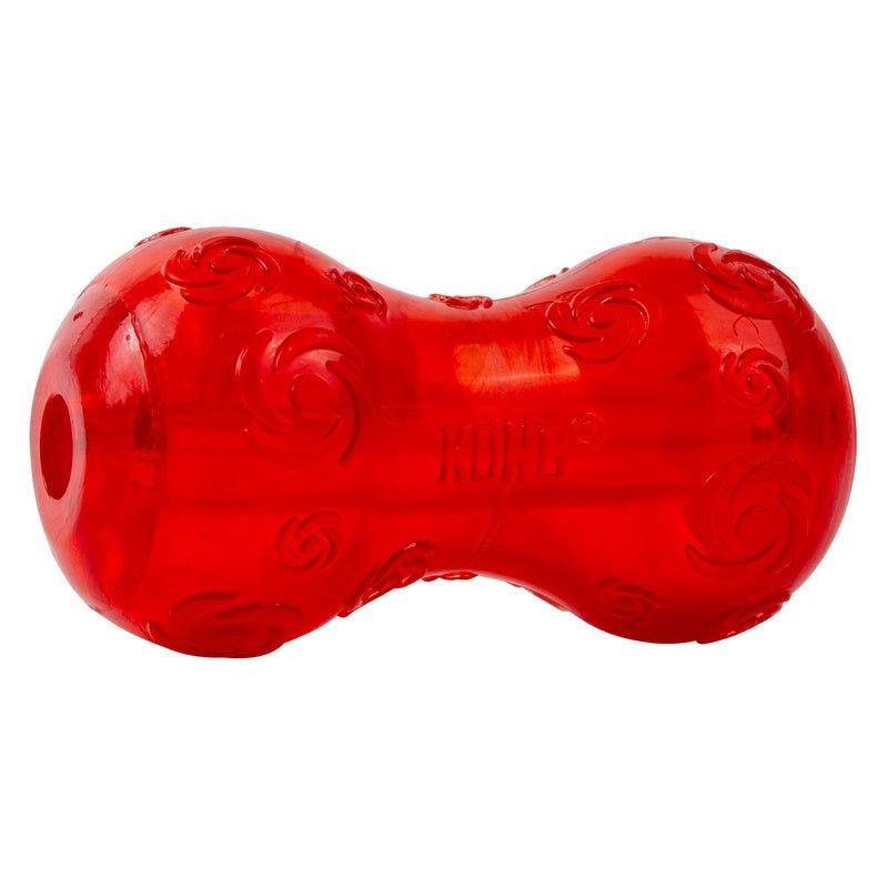 KONG Squeezz Holiday Dumbbell Dog Toy – Squeaker Fetch Toy | Small
