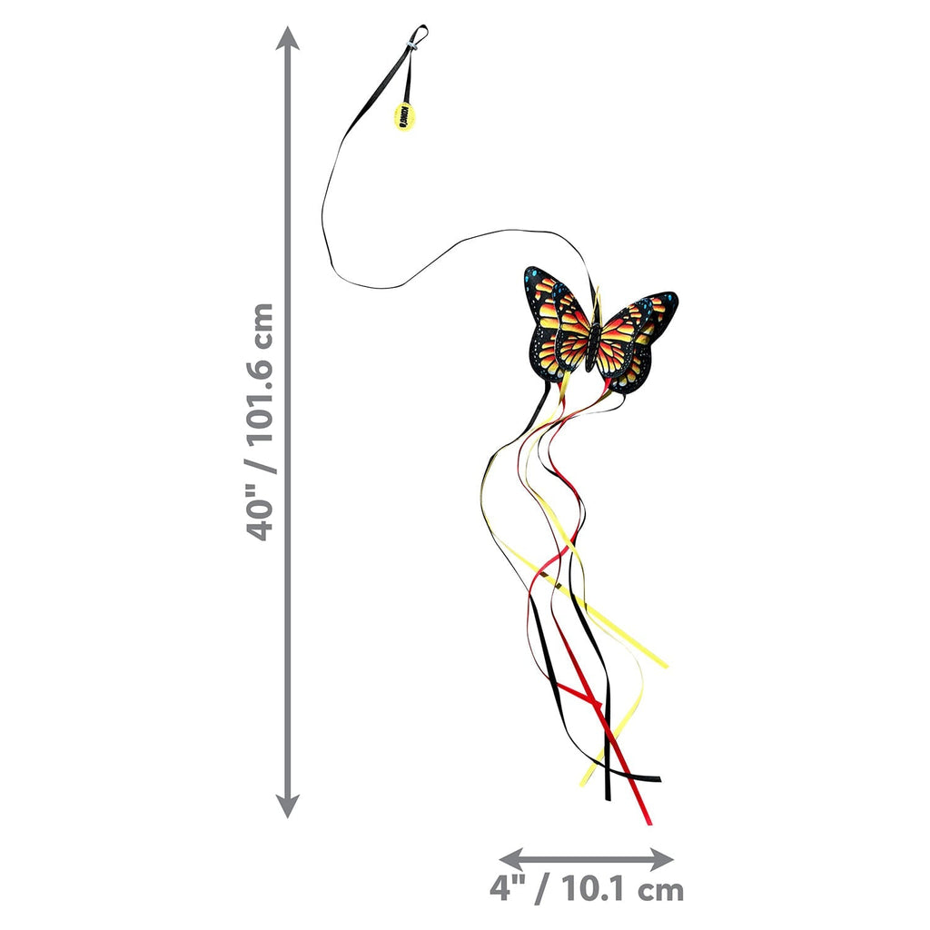 KONG Teaser Butterfly Cat Toy – Crinkle Wings, Adjustable Ribbon | Assorted