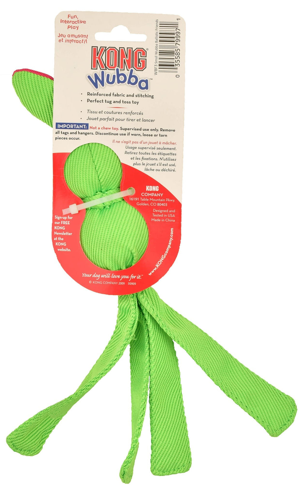 KONG Wubba Ballistic Friends – Squeaker Toss & Tug Dog Toy | 3 Sizes