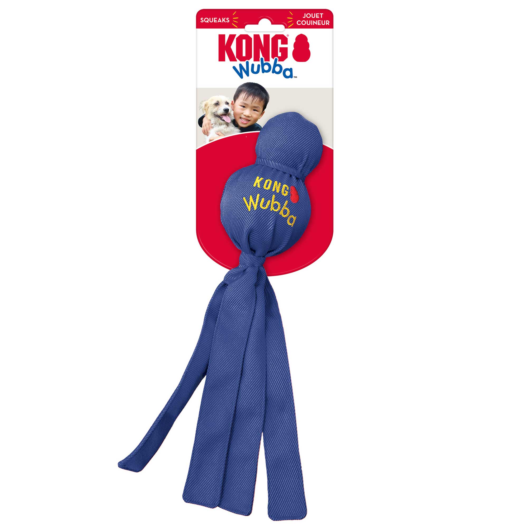KONG Wubba Dog Toy – Squeaky Tug & Fetch, 3 Sizes | Assorted Colors