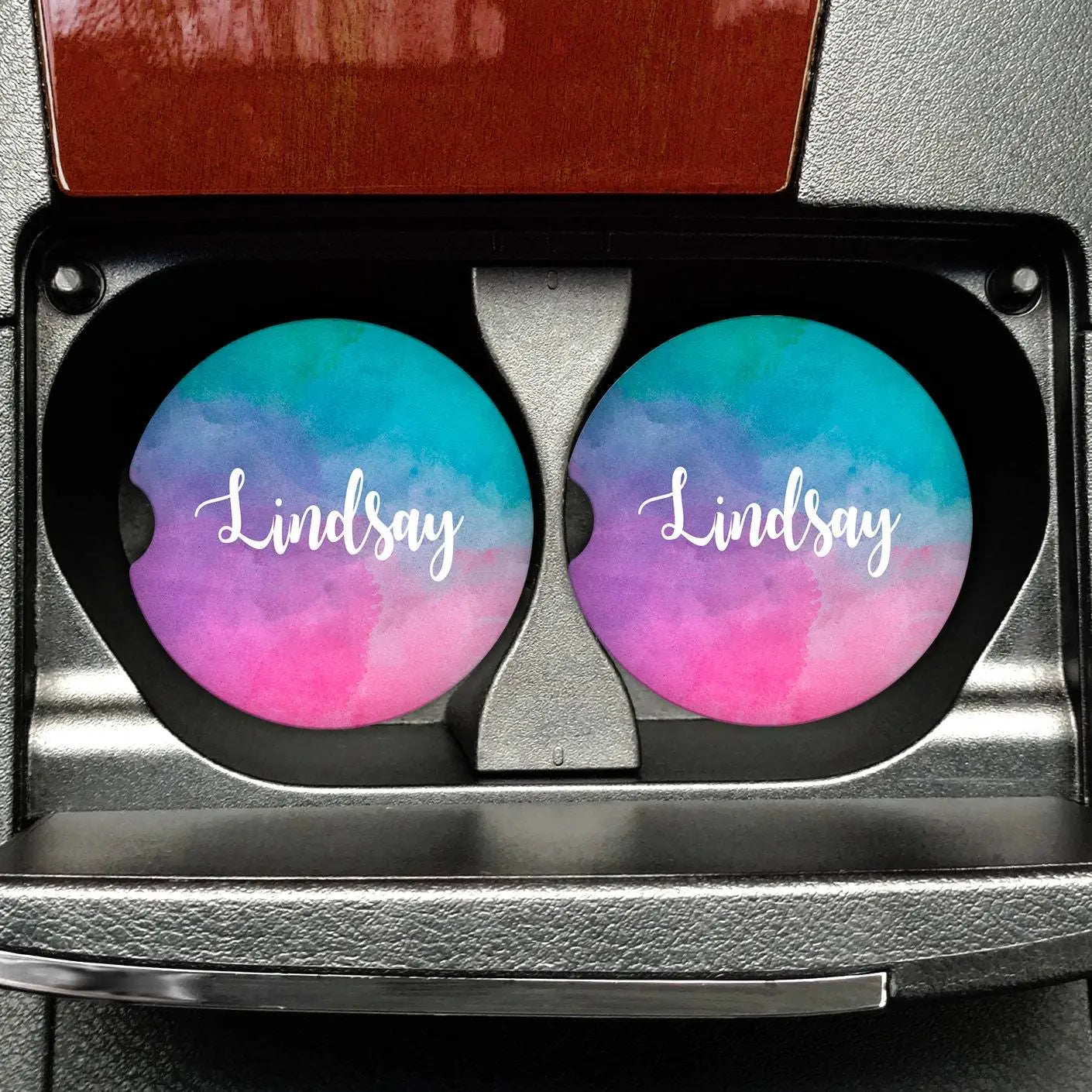 Personalized Watercolor Car Coasters, Personalized Gift for women, Sandstone car coaster, Stocking Stuffers for Her