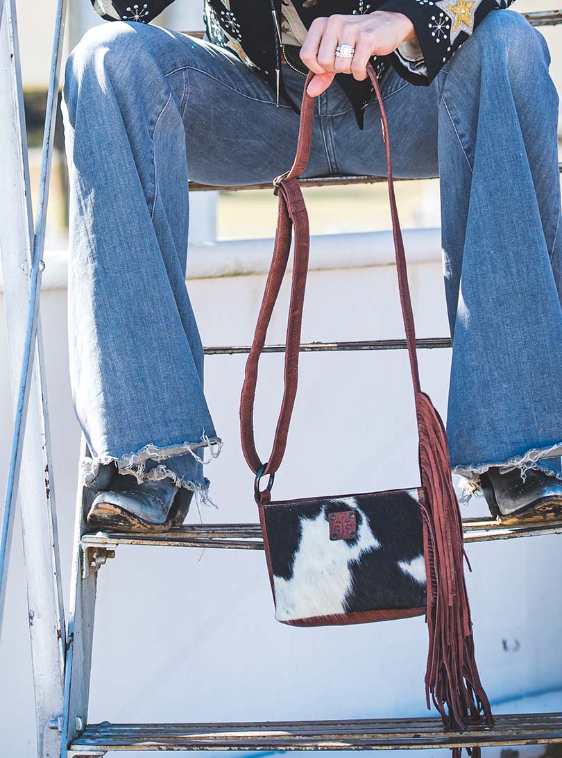 Cowhide Crossbody Bag with Fringe – Genuine Leather Western Purse | STS